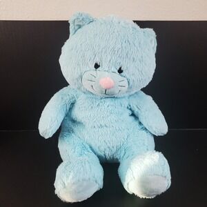Spark Create Imagine Plush Blue Cat Stuffed Animal Pink Nose Sitting 16" Large